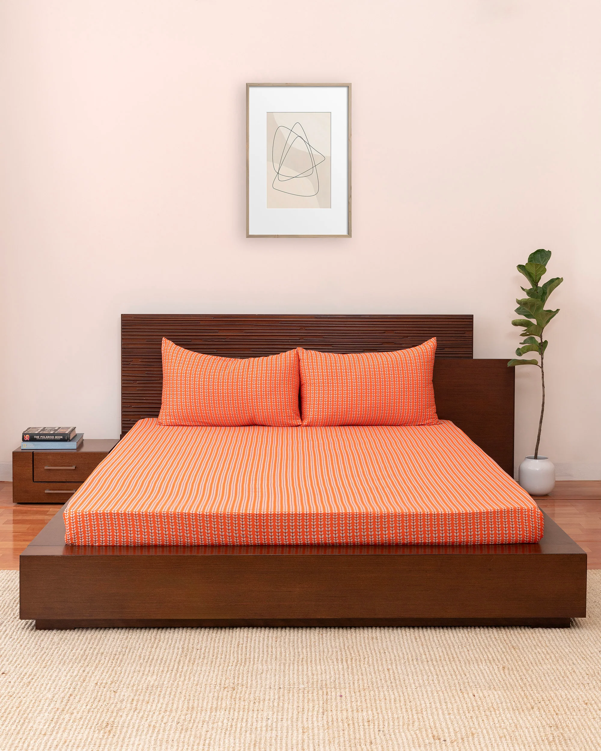 Queen-Size Bed Sheet - Orange Petals