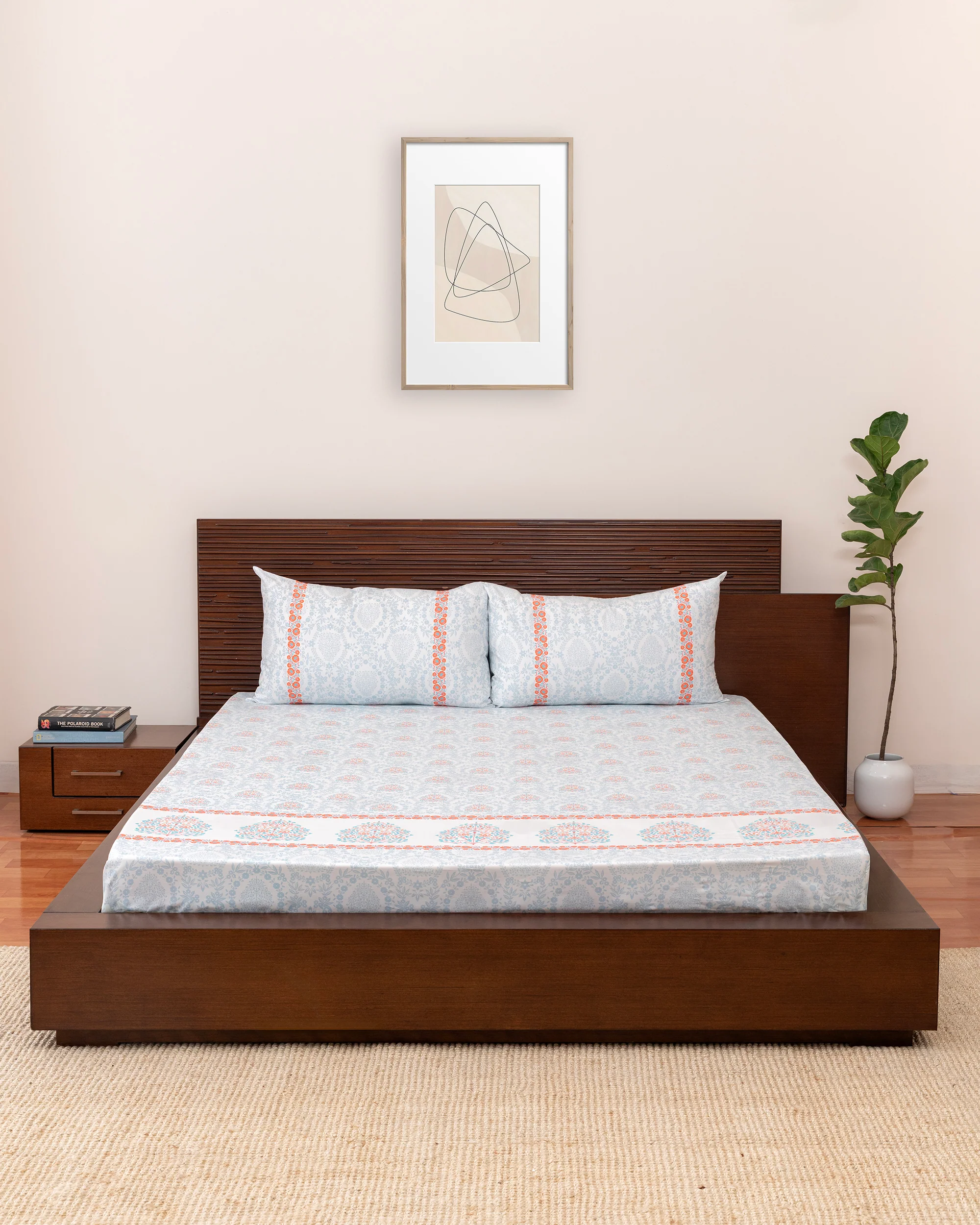 Queen-Size Bed Sheet - Turquoise Blue